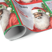 Die Rolle des afroamerikanischen Weihnachtsmanns Geschenkpapier (Rolleneckpunkt)