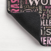 Die Rollen-Derby-Text-Collage der Frauen Mousepad (Ecke)