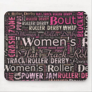 Die Rollen-Derby-Text-Collage der Frauen Mousepad
