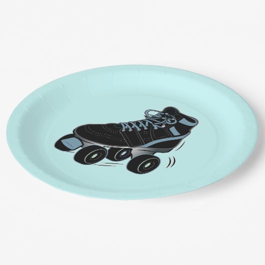 Die Rollen-Skate des Jungen im Blau Pappteller (Schrägansicht)