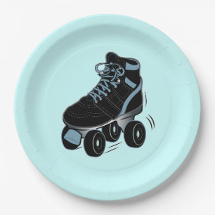Die Rollen-Skate des Jungen im Blau Pappteller