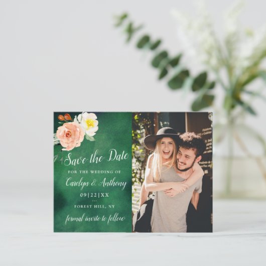 Die Romantik der blühenden Hochzeitskollektion Ankündigungspostkarte (Stehend Vorderseite)