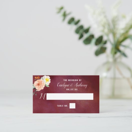 Die Romantik der blühenden Hochzeitskollektion Platzkarte (Stehend Vorderseite)