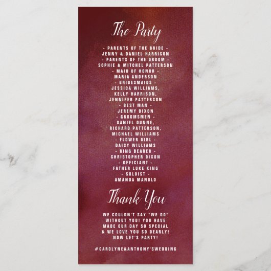 Die Romantik der blühenden Hochzeitskollektion Programm (Rückseite)