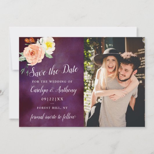 Die Romantik der blühenden Hochzeitskollektion Save The Date (Vorderseite)