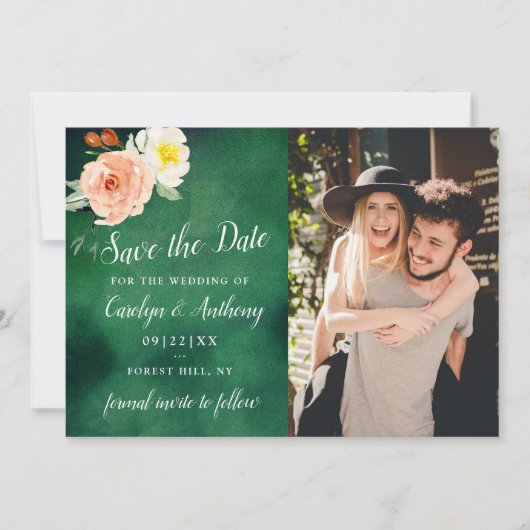 Die Romantik der blühenden Hochzeitskollektion Save The Date (Vorderseite)