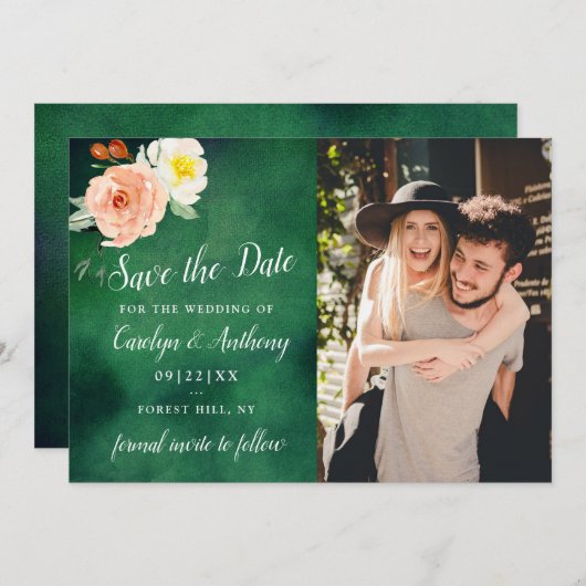 Die Romantik der blühenden Hochzeitskollektion Save The Date (Vorne/Hinten)