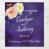 Die Romantik der blühenden Hochzeitskollektion Weinetikett (Einzelnes Label)