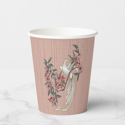 Die Romantik des Seidenpfirsichs Pappbecher (Rückseite)