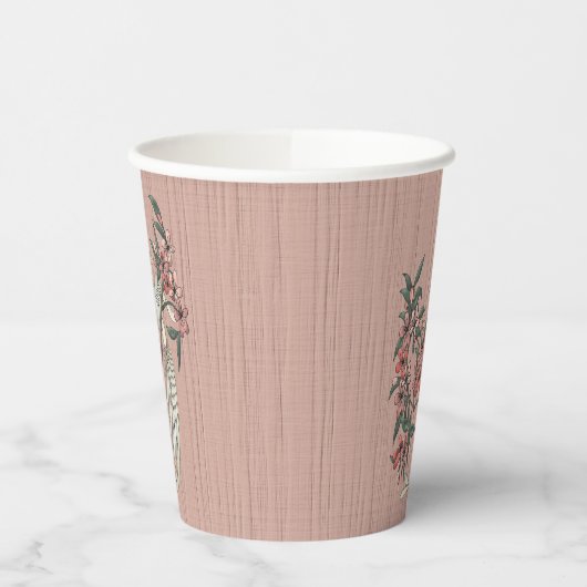 Die Romantik des Seidenpfirsichs Pappbecher (Links)