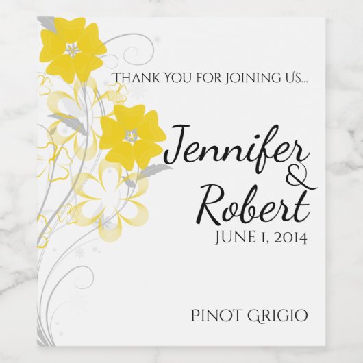 Die Romantik in der Gelben Hochzeitsweinmarke Weinetikett (Einzelnes Label)