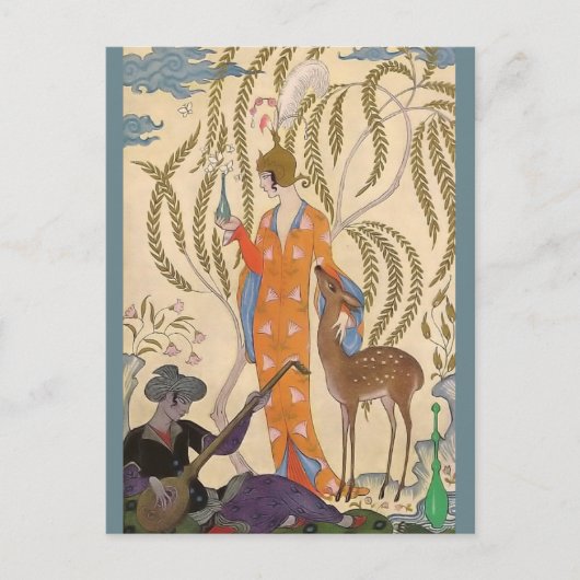 Die Romantik von Parfüm Persia von George Barbier Postkarte (Vorderseite)