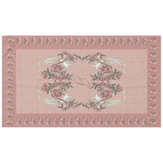 Die Romantik von Seide mit Monogramm 60" x 104" Pe Tischdecke (Vorderseite (Horizontal))