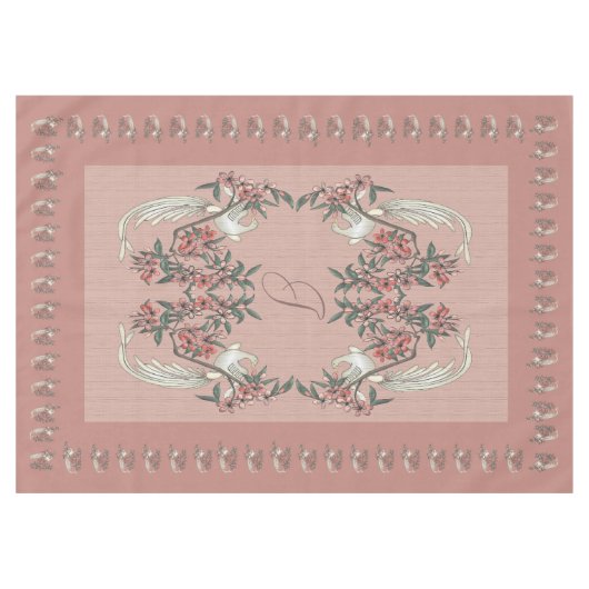 Die Romantik von Seide mit Monogramm 60" x 84" Pea Tischdecke (Vorderseite (Horizontal))