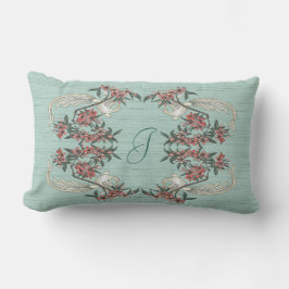 Die Romantik von Seide mit Monogramm Aqua Lendenkissen