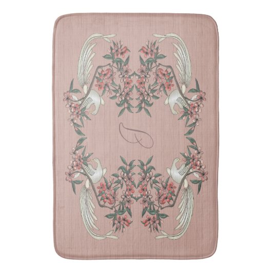 Die Romantik von Seide mit Monogramm Pfirsich Badematte (Vorderseite Vertikal)