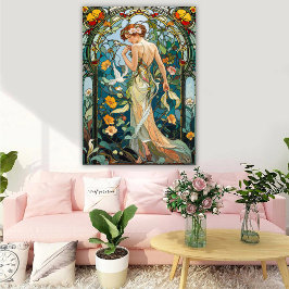 Die romantische Rebe Art Nouveau Weiblichkeit Poster