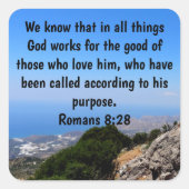 Die Römer 8:28 vertrauen dem Plan Bibel Verse Cust Quadratischer Aufkleber (Vorderseite)