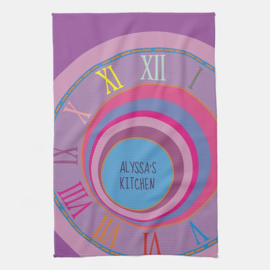 Die römischen Zahlen Ihres Namens Rosa Lila Blau O Geschirrtuch (Vertikal)