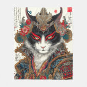 Die Ronin Cat | Ukiyo-e Samurai Warrior Fleecedecke (Vorderseite)
