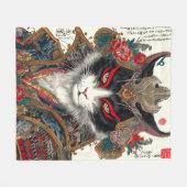 Die Ronin Cat | Ukiyo-e Samurai Warrior Fleecedecke (Vorderseite (Horizontal))