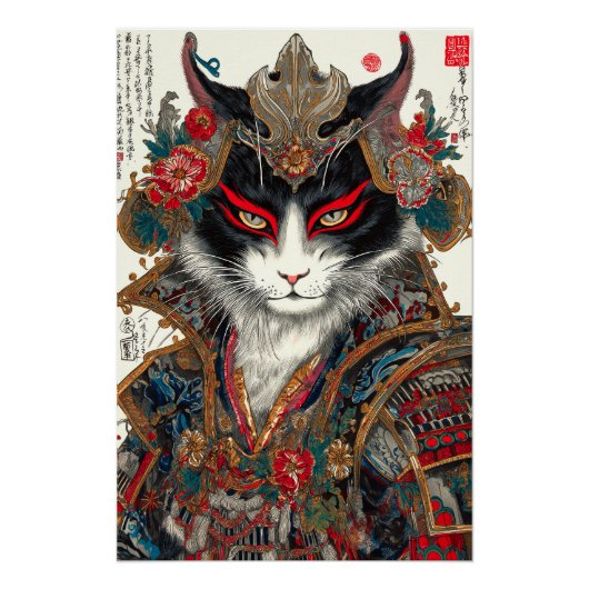 Die Ronin Cat | Ukiyo-e Samurai Warrior Poster (Vorderseite)