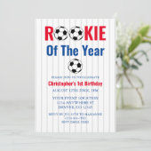 Die Rookie des Jahres Fußball 1. Geburtstag Einladung (Stehend Vorderseite)