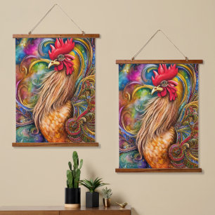 Die Rooster: Eine Schönheit zu sehen Wandteppich Mit Holzrahmen