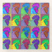 Die Rooster sind wild geworden! Glasuntersetzer (Vorderseite)