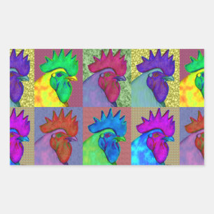 Die Rooster sind wild geworden! Rechteckiger Aufkleber