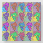Die Rooster sind wild geworden! Steinuntersetzer (Vorderseite)