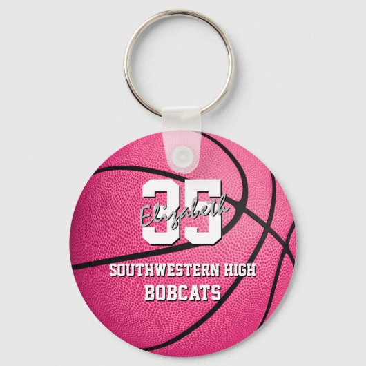 Die rosa Basketballmannschaft der Girl Schlüsselanhänger (Vorderseite)