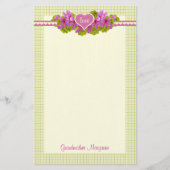 Die rosa Blume der Großmutter hört Briefpapier (Vorderseite)