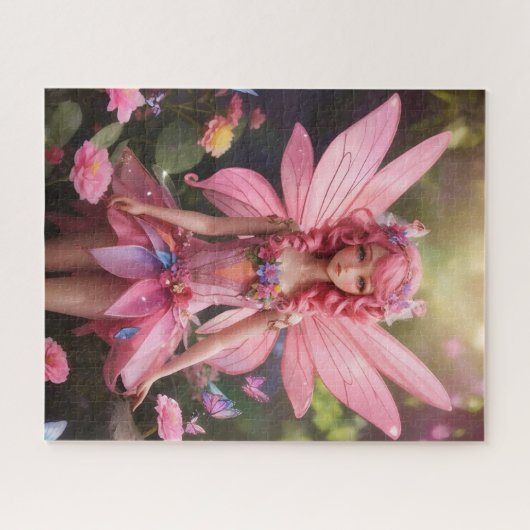 Die rosa Fee | Fantasy Digital Art Puzzle (Horizontal)