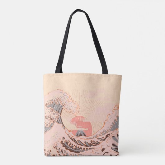 Die rosa große Welle von Kanagawa Tasche (Rückseite)