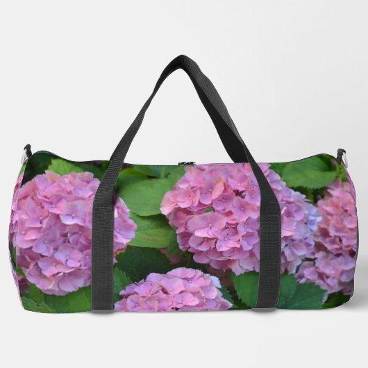 Die rosa Hortensia-Hydrangea-Blume Duffle Bag (Vorderseite)