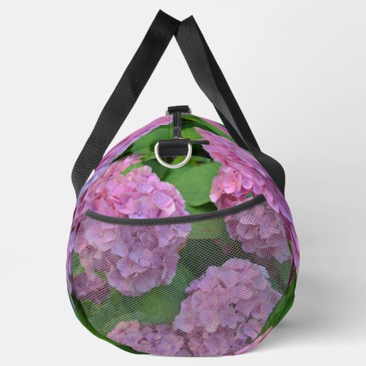 Die rosa Hortensia-Hydrangea-Blume Duffle Bag (Rechts)