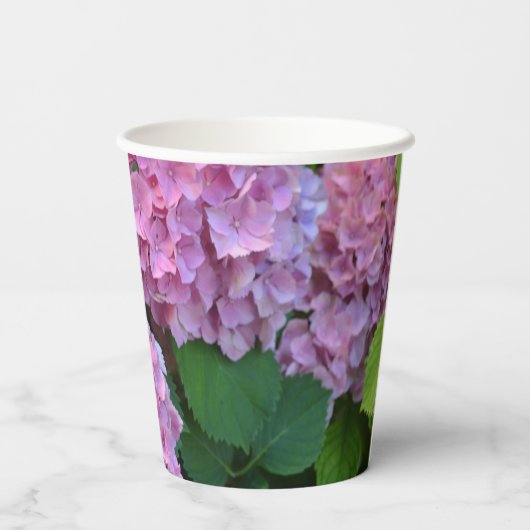 Die rosa Hortensia-Hydrangea Pappbecher (Rückseite)