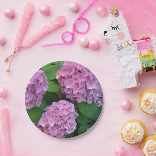 Die rosa Hortensia-Hydrangea Pappteller (Party)