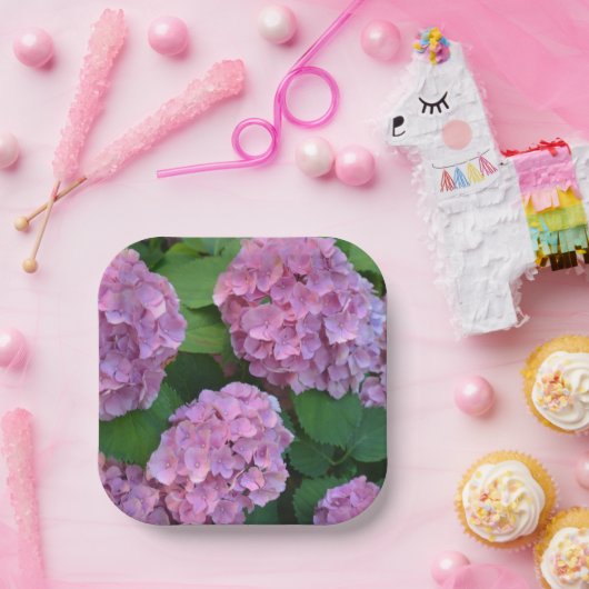 Die rosa Hortensia-Hydrangea Pappteller (Party)