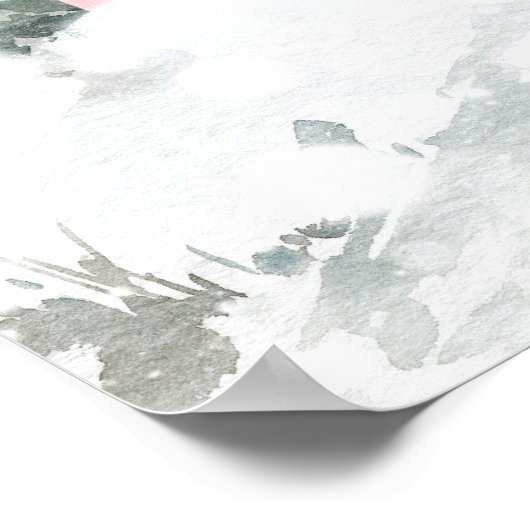 Die rosa Hütte im Schneewald Poster (Ecke)