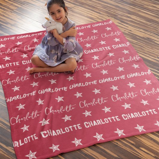 Die rosa Muster-Sterne des Mädchens Fleecedecke