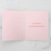 Die rosa Rosenknospe, die großes Foto wedding ist, Dankeskarte (Innenseite)