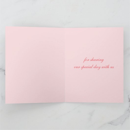 Die rosa Rosenknospe, die großes Foto wedding ist, Dankeskarte (Innenseite)