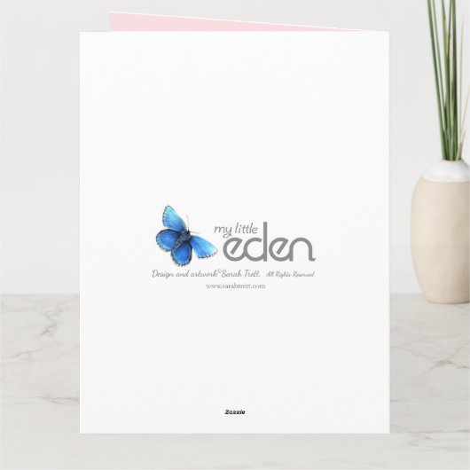 Die rosa Rosenknospe, die großes Foto wedding ist, Dankeskarte (Rückseite)