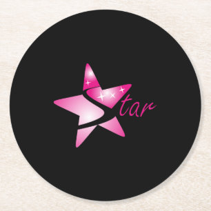 Die rosa Straße schattig bis zur Sky Star Grafik Runder Pappuntersetzer
