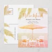 Die rosa, tropischen Stühle ziehen Ankündigungspostkarte (Vorne/Hinten)