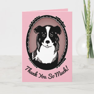 Die rosa u. schwarze Border-Collie danken Ihnen Dankeskarte