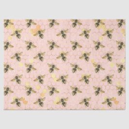 Die rosa und goldene Bienenreihe - Design 1 Seidenpapier