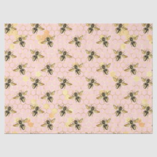 Die rosa und goldene Bienenreihe - Design 1 Seidenpapier